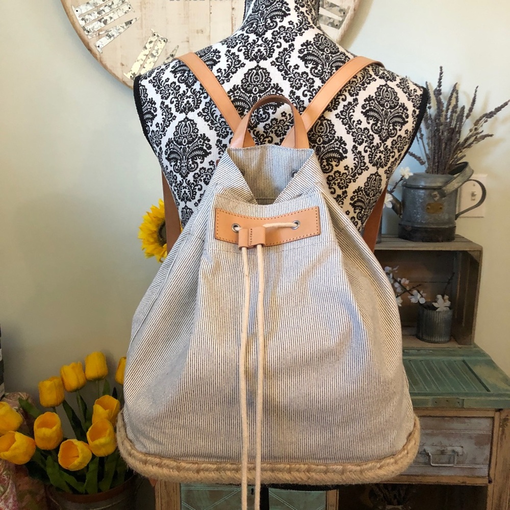 J. Crew Blue and Tan Backpack - Picture 2 of 8
